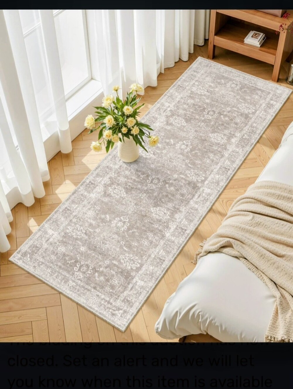 Neutral Vintage-Style Runner Rug - Light Taupe